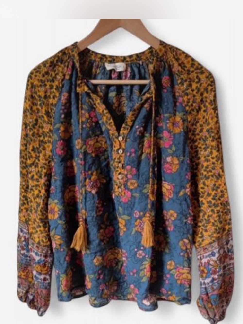 MATCHING SET-NATURAL LIFE Floral Patchwork Tiered Maxi Skirt and Top - Picture 4 of 6